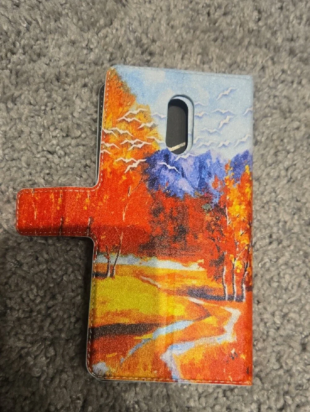Autumn Landscape Phone Wallet Case With Milti Card Holder In Orange & Yellow